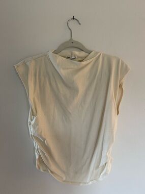 Reformation white ruched t shirt